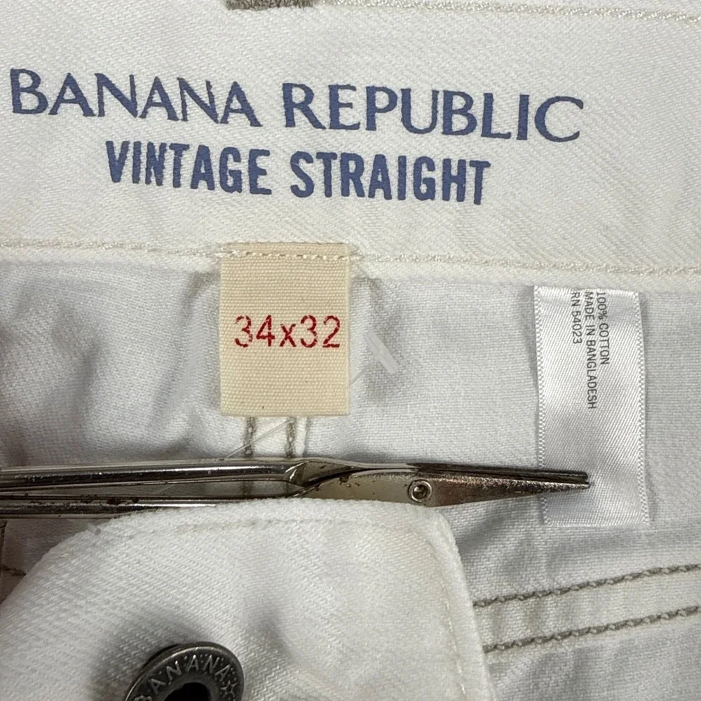 Banana Republic Vintage Straight Jeans Mens 34x32 White Cotton Denim Pants